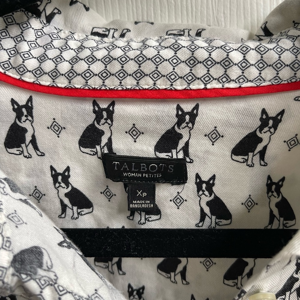 Talbots Boston Terrier Patterned Long Sleeve Shirt - image 3